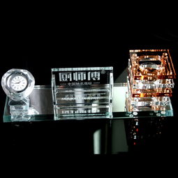 水晶笔筒三件套 融合文化创意与商务礼赠的精致之选